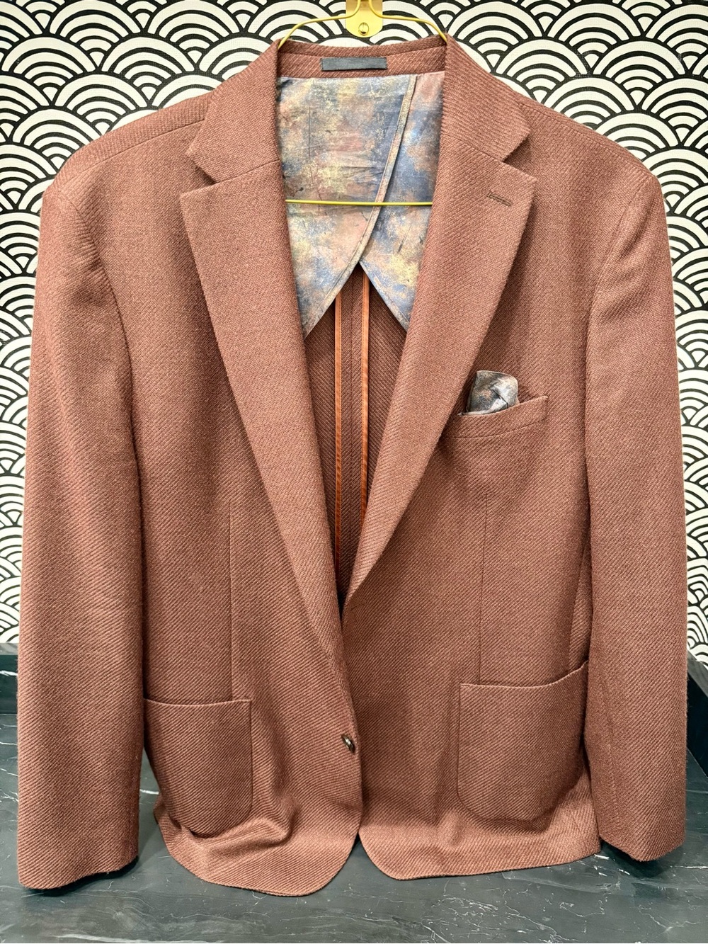 TALLIA Men's Rust Brown Herringbone Sport Coat
